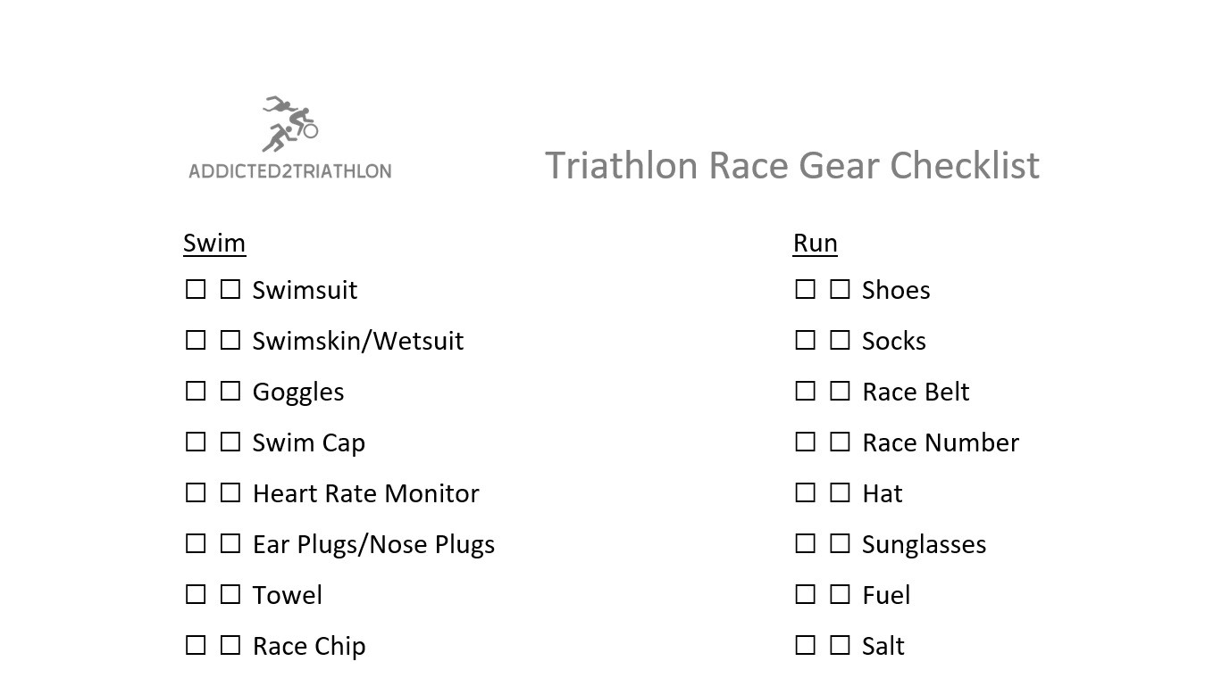 Triathlon Gear Checklist